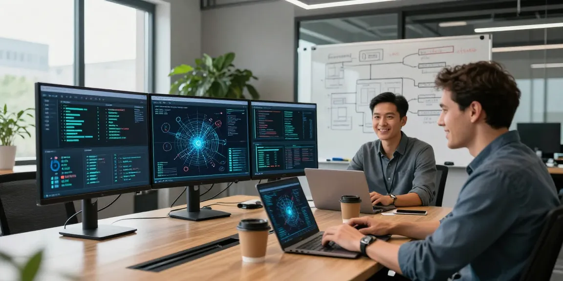 Cybersecurity analysis at https://www.www456bd.com/ with experts examining threat maps and data in a modern office.