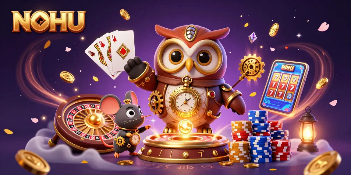 Engage with NOHU’s thrilling casino games featuring an owl and stunning visuals.