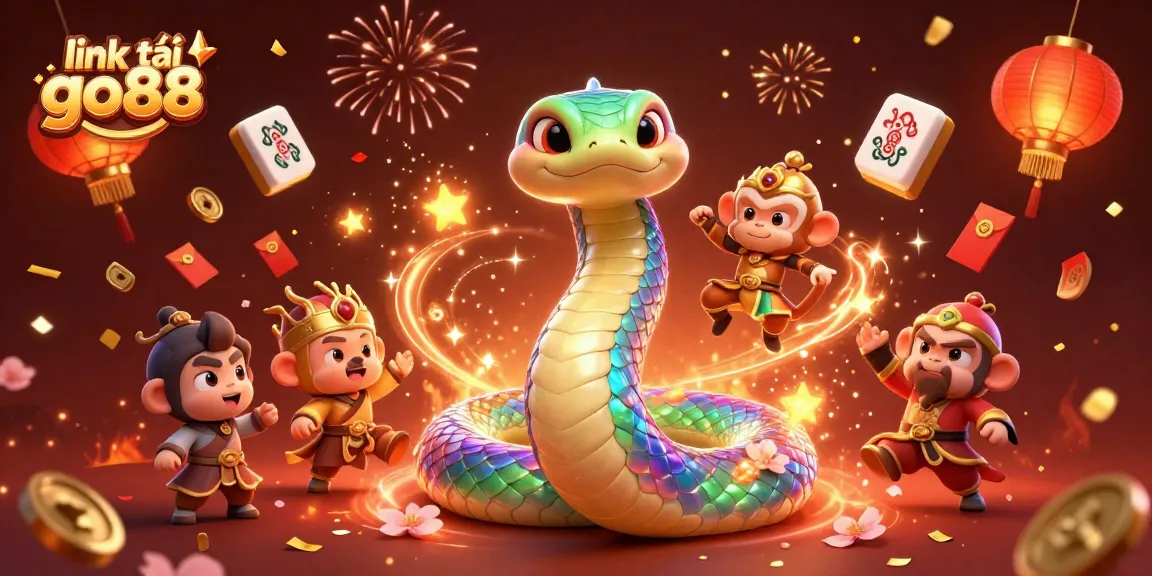 Engage with link tải go88 by exploring vibrant casino-themed elements and characters in a dynamic 3D illustration.