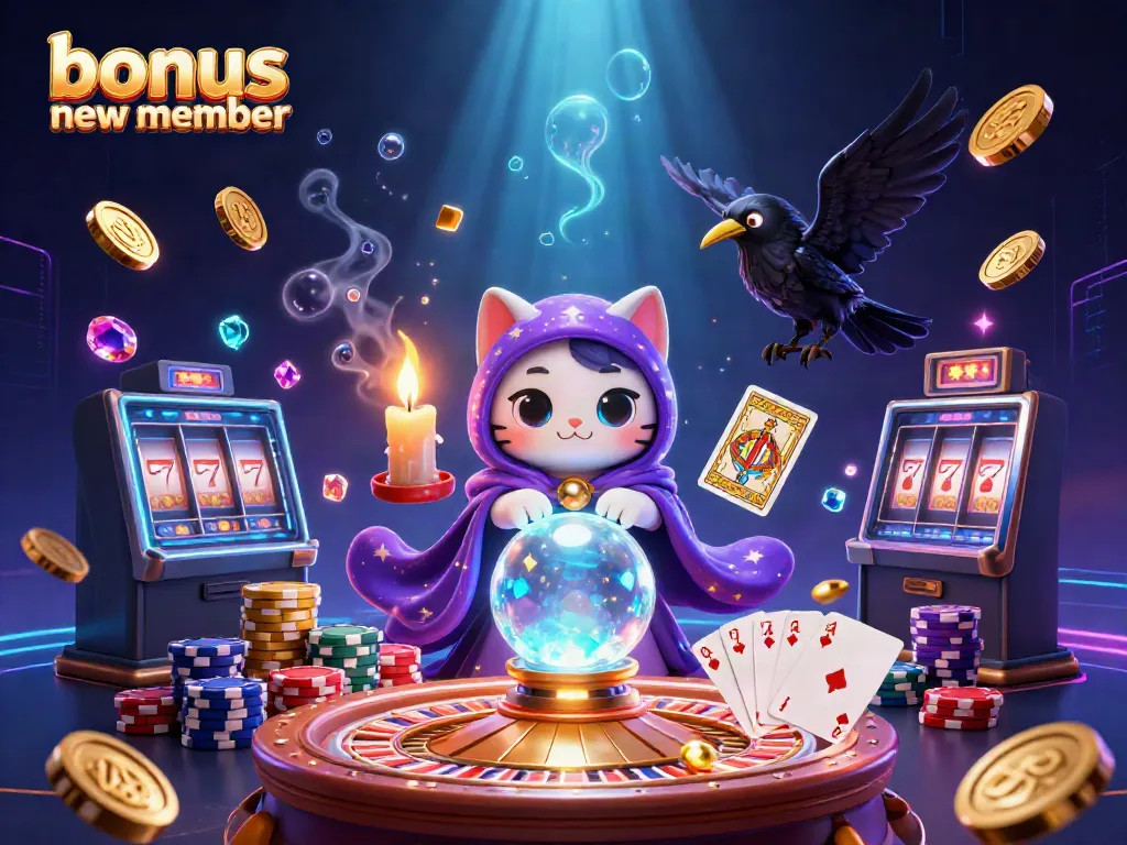 Experience a vibrant casino scene featuring "bonus new member" offers amid dynamic gaming elements.