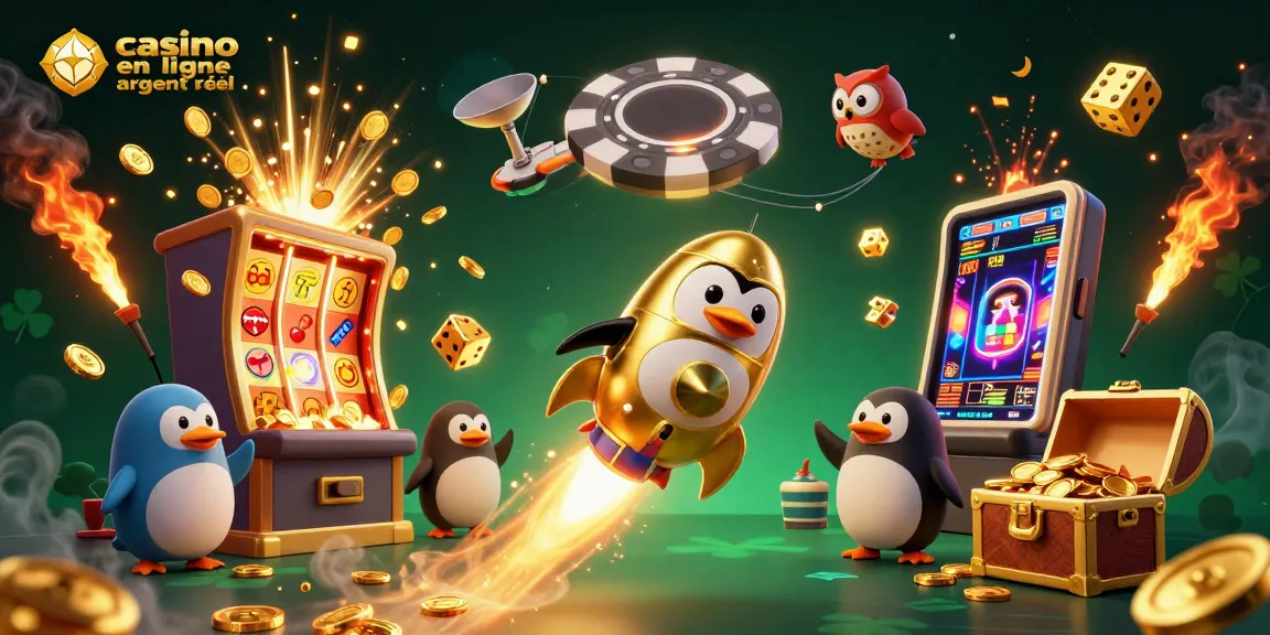 Profitez de l'excitation au casino en ligne argent réel avec un pingouin doré et des machines à sous en explosion.