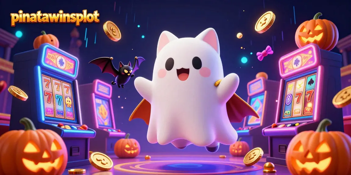 Experience thrilling gameplay in pinatawinsslot with a vibrant carnival casino scene featuring a playful ghost cat.