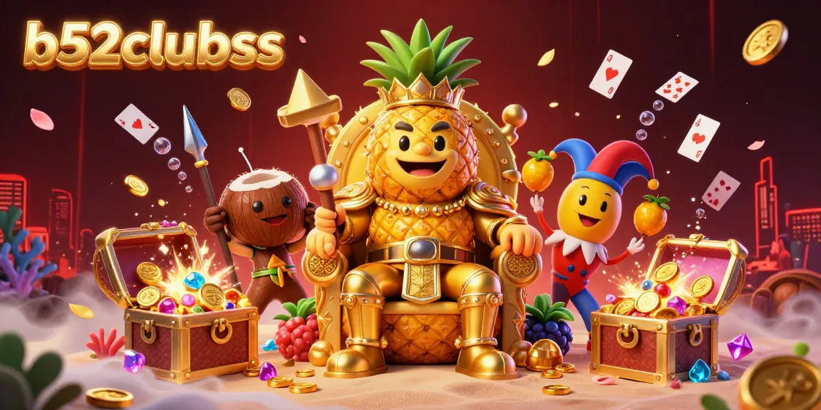b52clubss players enjoying vibrant casino games amidst golden treasures and lively characters